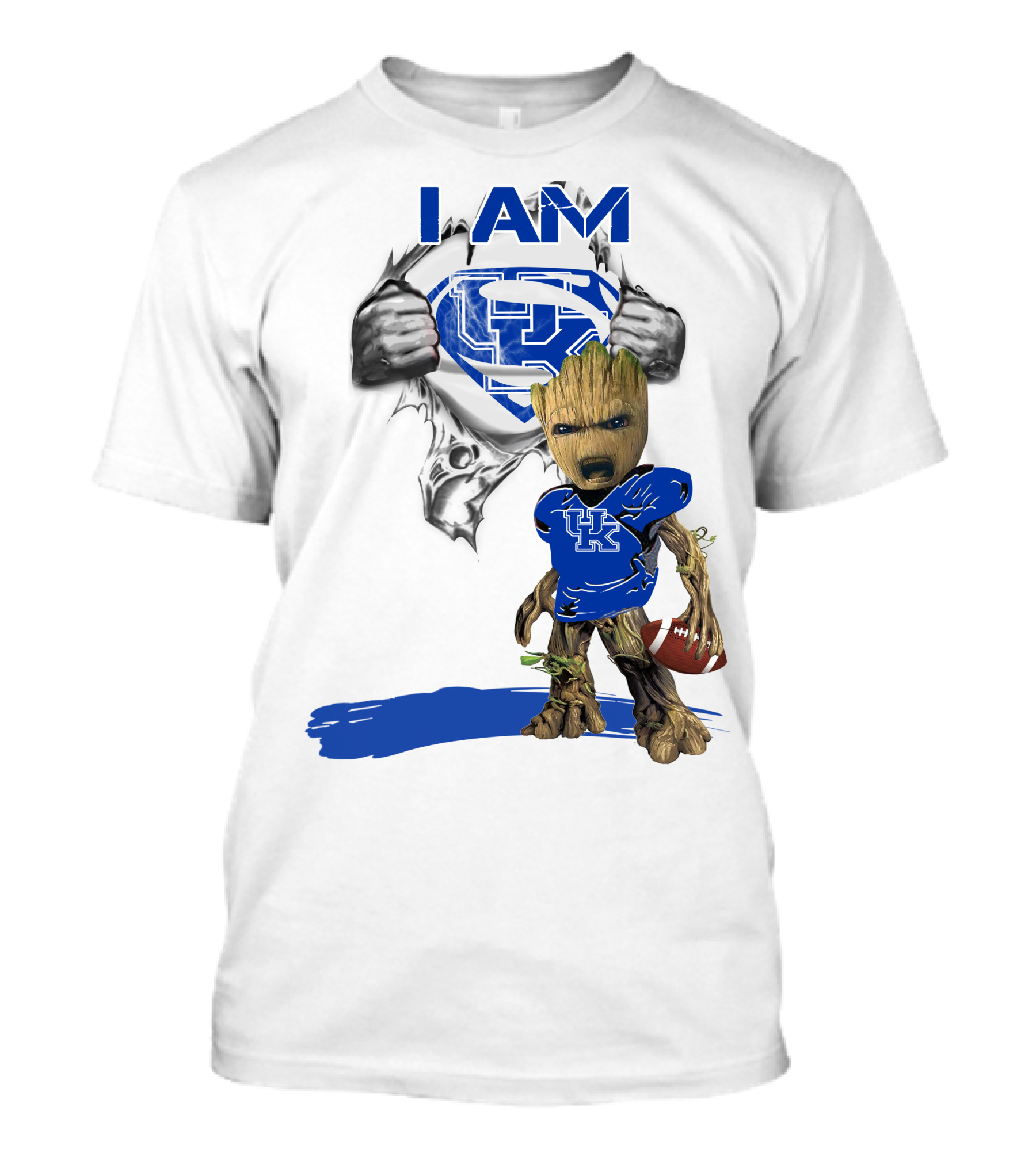 I Am Kentucky Baby Groot UK Superman Football T-Shirt