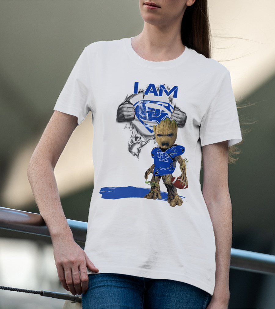 I Am Kentucky Baby Groot UK Superman Football T-Shirt
