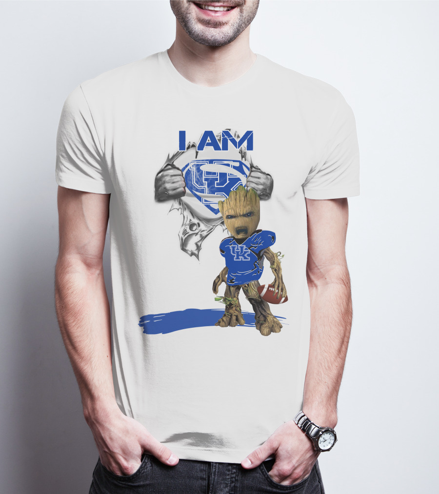 I Am Kentucky Baby Groot UK Superman Football T-Shirt