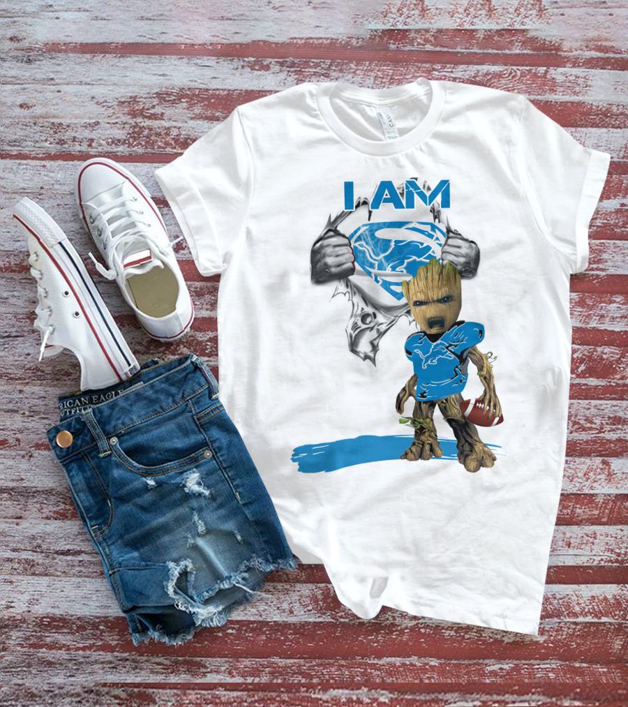 I AM Lion Baby Groot Superman Football T-Shirt