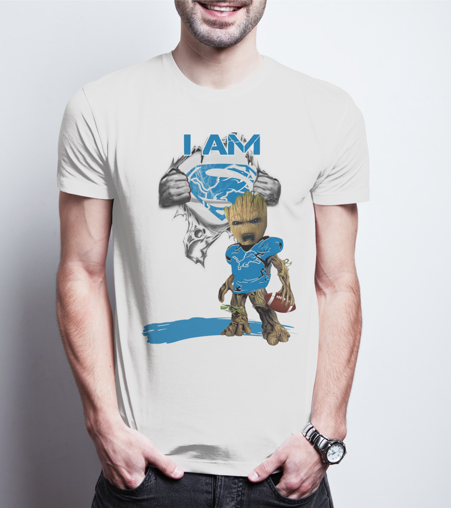 I AM Lion Baby Groot Superman Football T-Shirt
