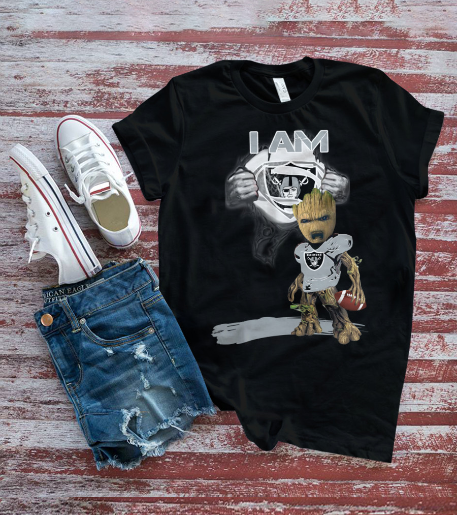 Raiders Baby Groot I Am Superman NFL Football T-Shirt