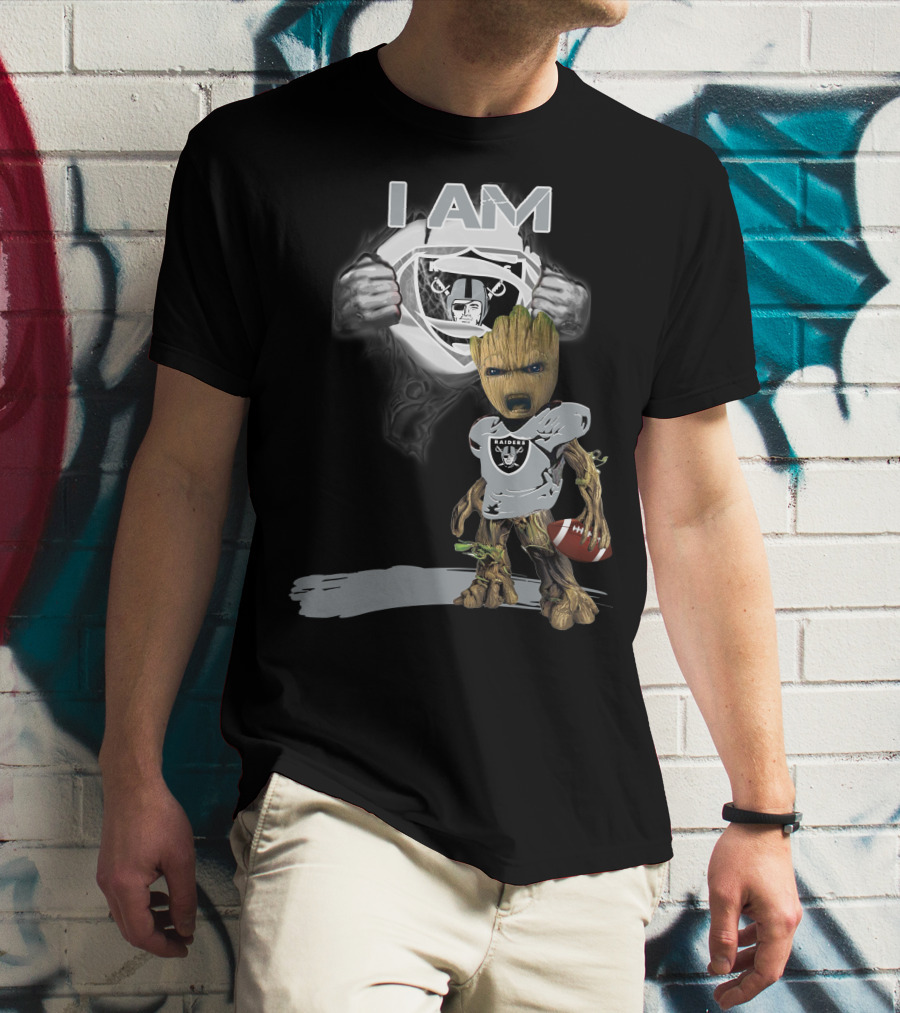 Raiders Baby Groot I Am Superman NFL Football T-Shirt
