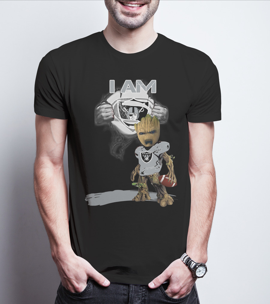Raiders Baby Groot I Am Superman NFL Football T-Shirt