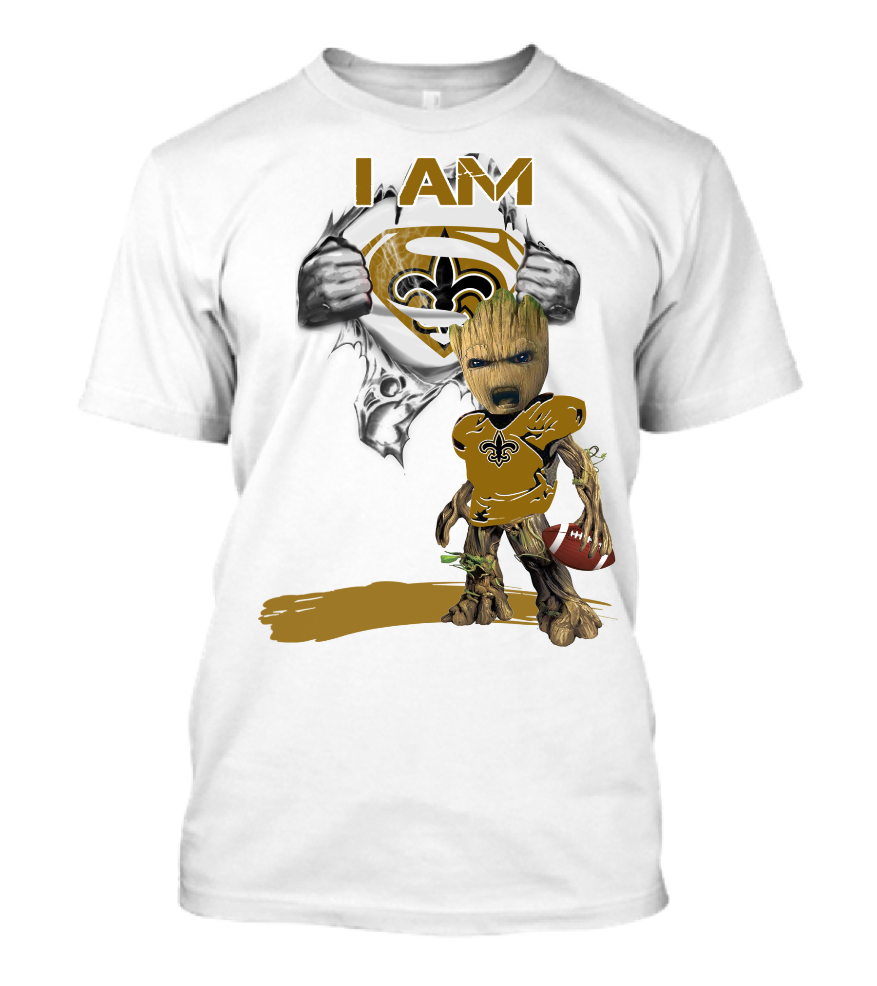 I Am Baby Groot Saints Superman Football T-Shirt