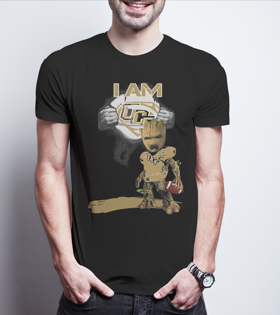 I AM UCF Baby Groot Football Superman T-Shirt