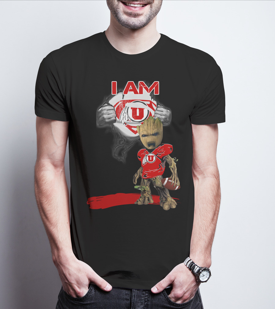 I Am Utes Baby Groot Superman Football T-Shirt