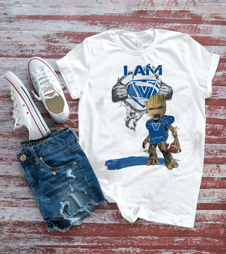 I AM Wildcats Baby Groot Villanova Superman Football T-Shirt