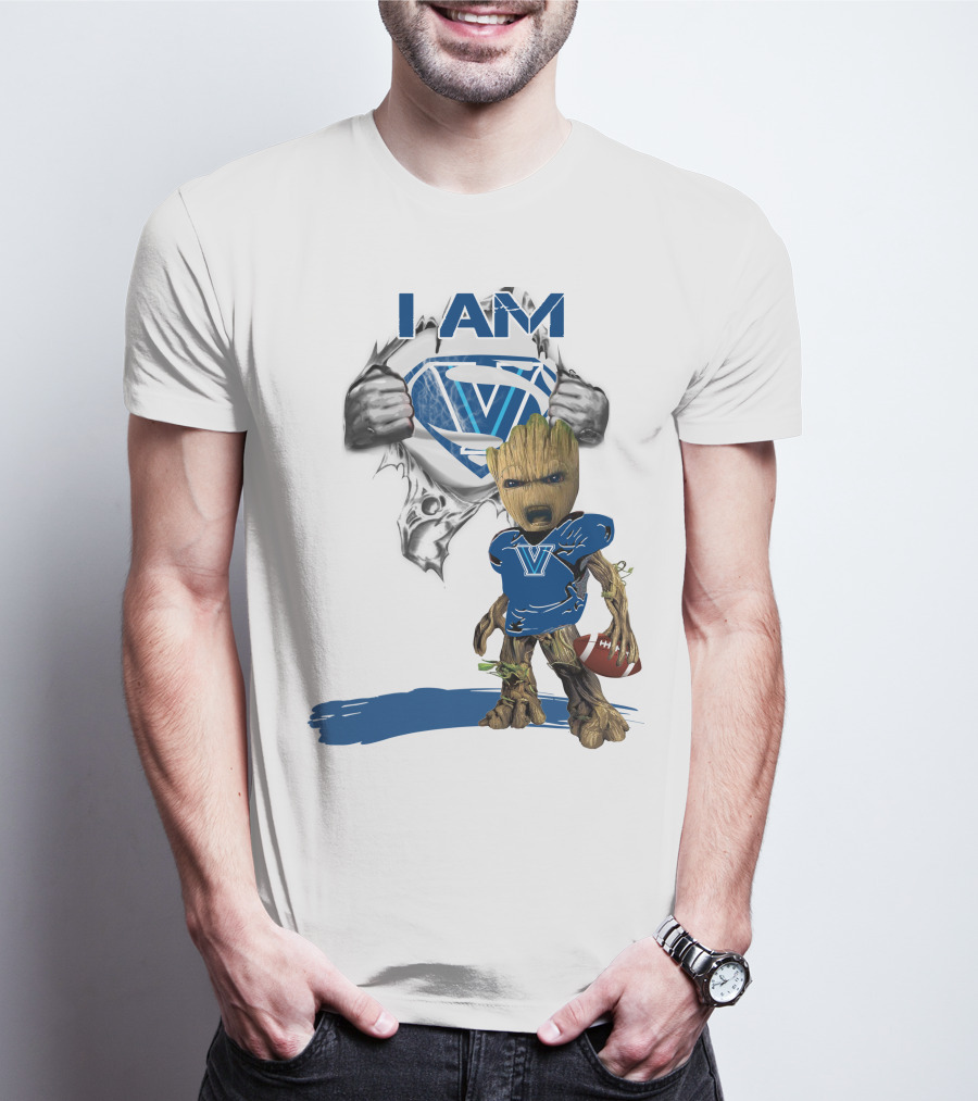 I AM Wildcats Baby Groot Villanova Superman Football T-Shirt
