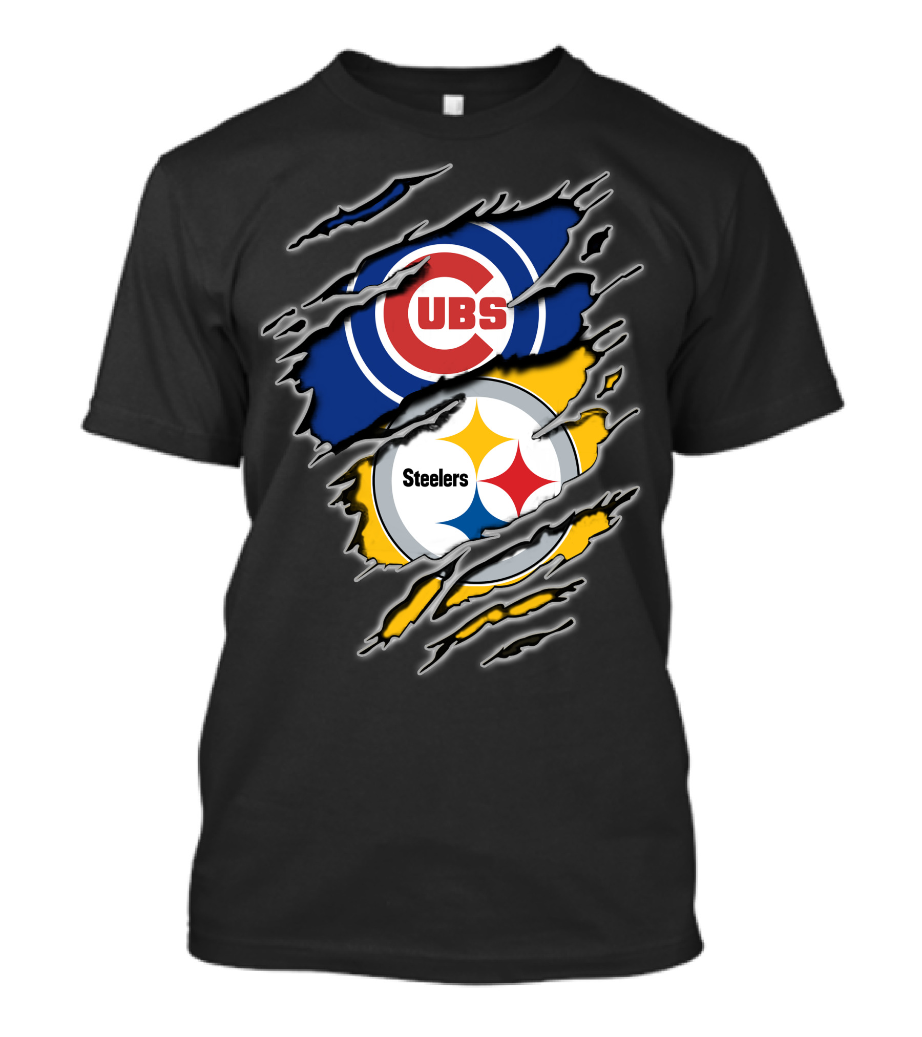 Cubs Steelers Logo Rip T-Shirt