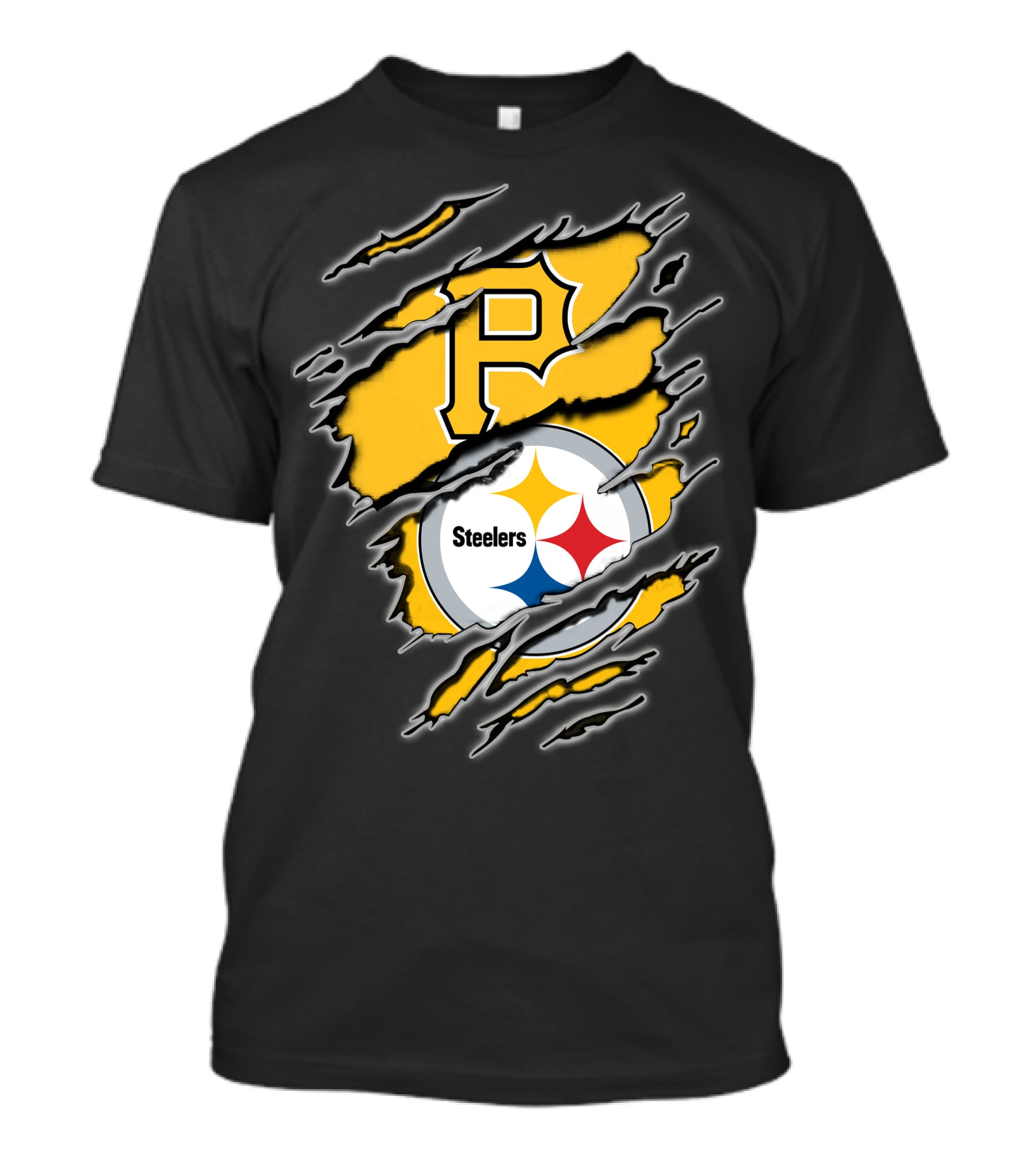 Steelers Pirates Torn Ripped Merge T-Shirt