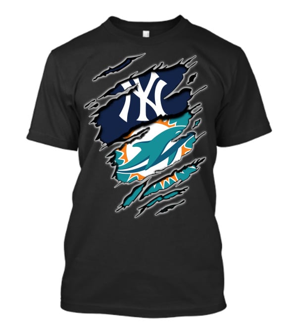 New York Yankees Miami Dolphins Fan Fusion T-Shirt