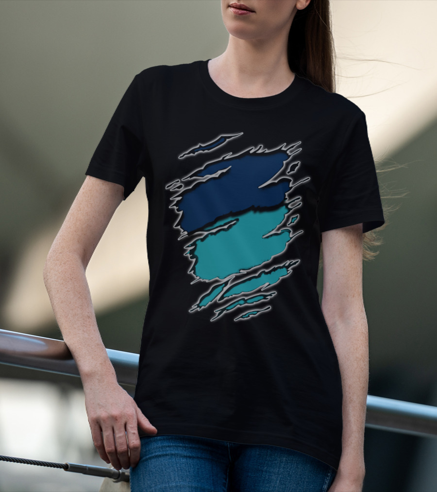 Dolphins Rays9 Blue Teal Abstract Claw Marks T-Shirt