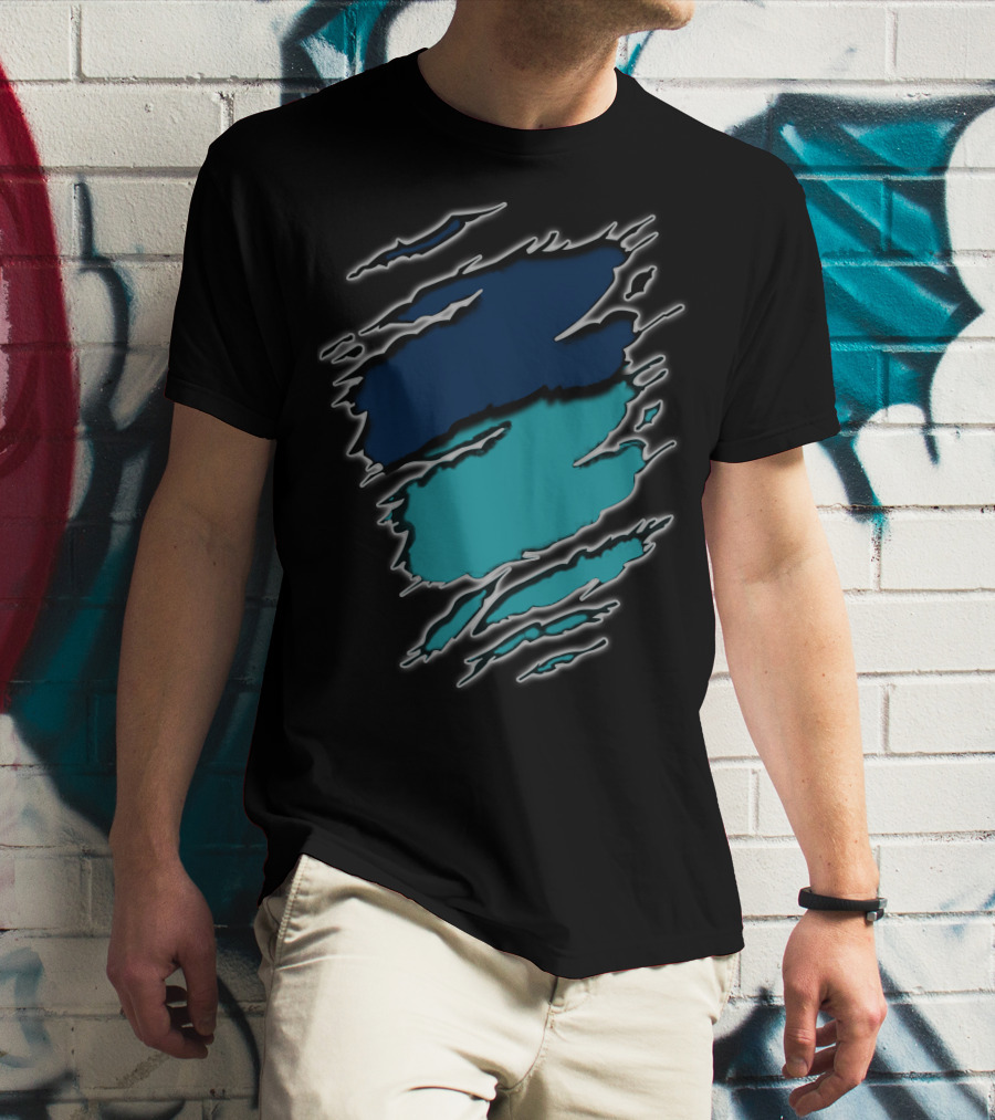 Dolphins Rays9 Blue Teal Abstract Claw Marks T-Shirt