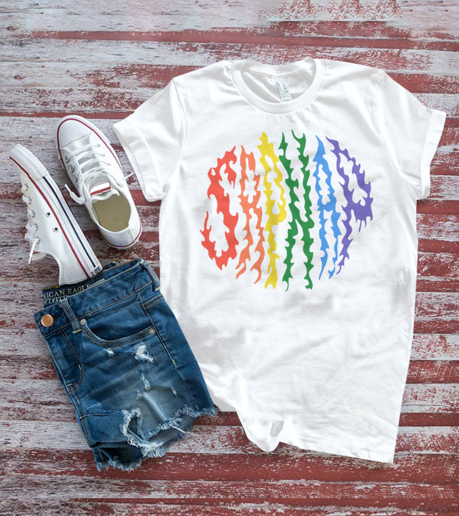 Sapnap Colorful Rainbow Flame Text T-Shirt