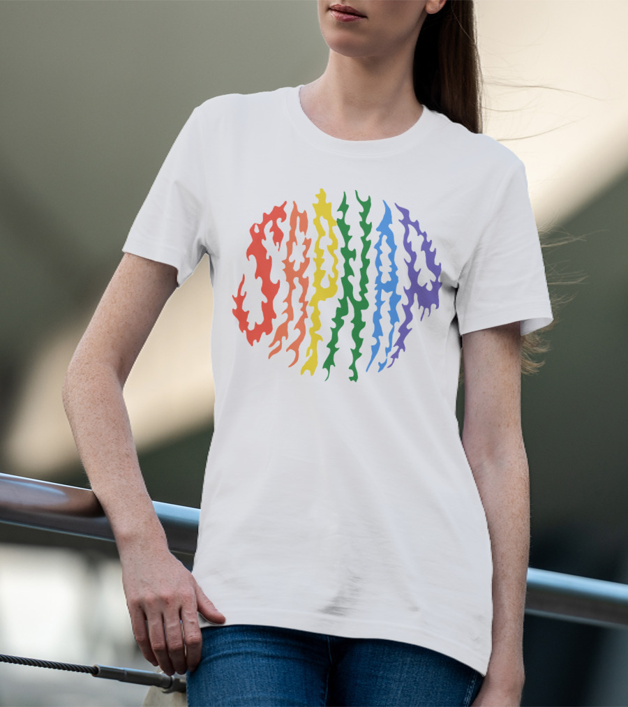 Sapnap Colorful Rainbow Flame Text T-Shirt