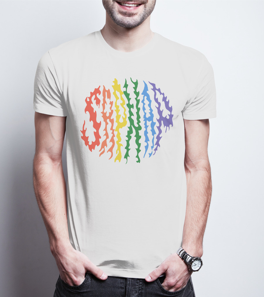 Sapnap Colorful Rainbow Flame Text T-Shirt