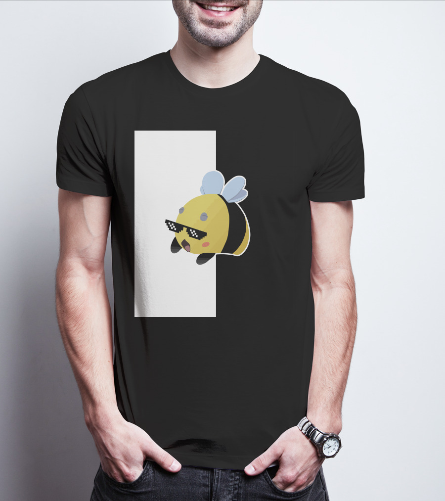 Tubbo And Ranboo Cool Bee Sunglasses Black And White Background T-Shirt