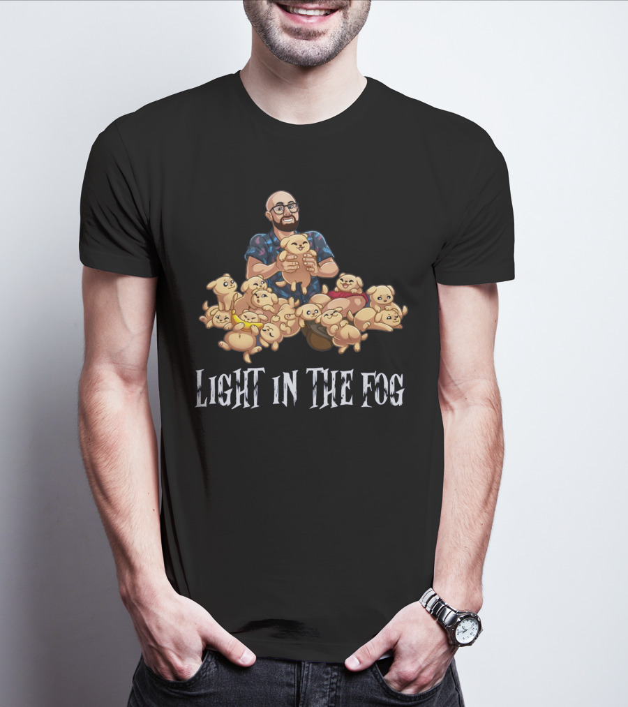 Light In The Fog Event With Cute Dog Plushies And Smiling Person T-Shirt