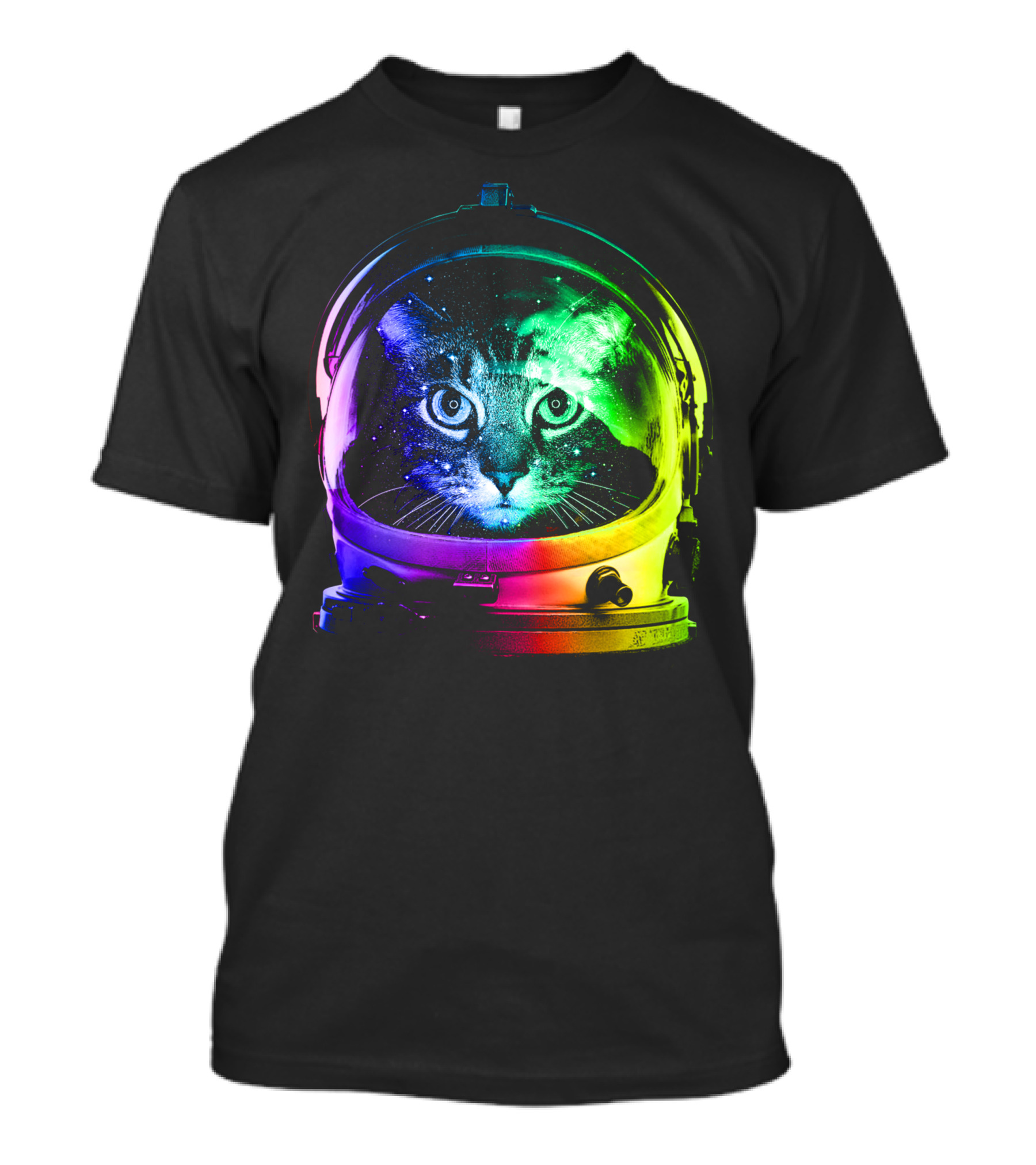 Astronaut Cat Classic Funny Cat In Space Helmet With Rainbow Glow T-Shirt