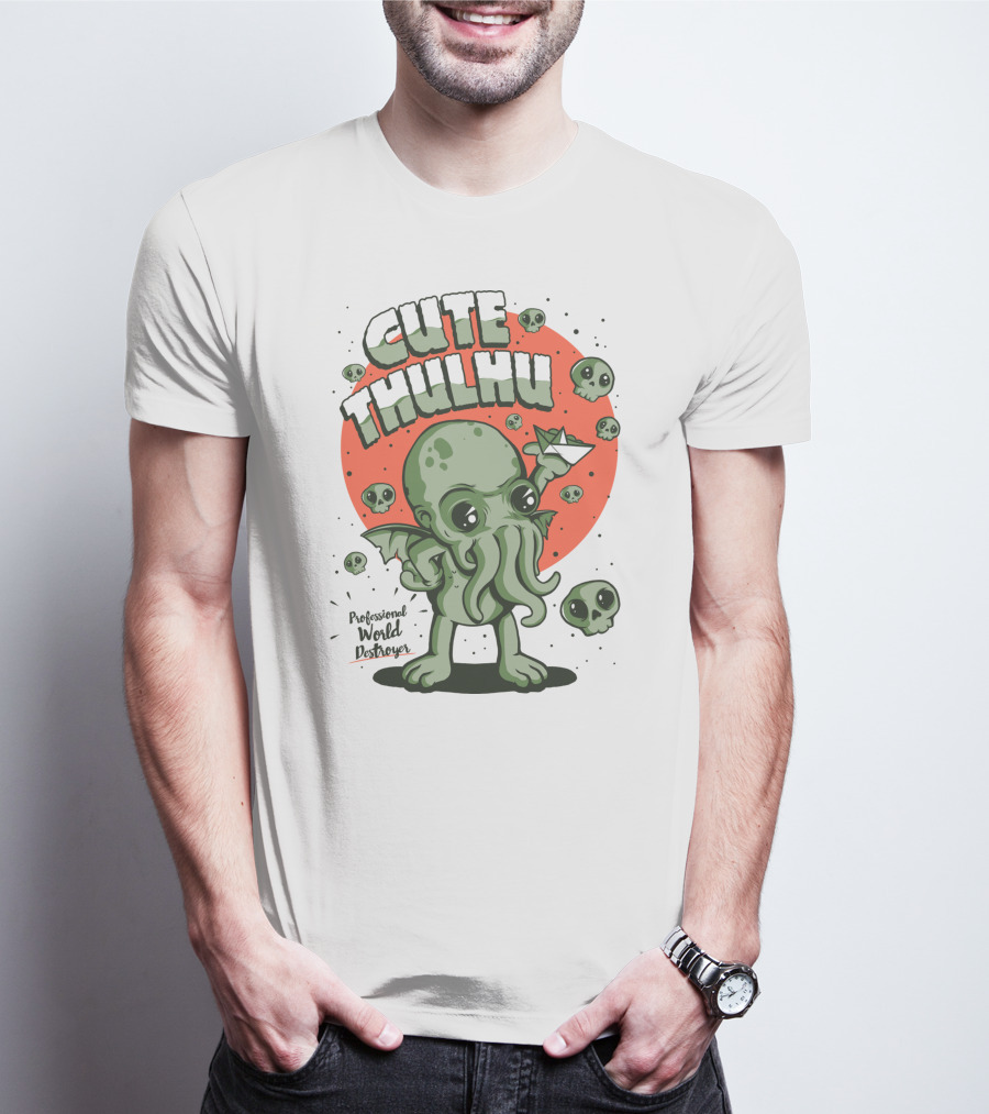 Cute Thulhu Professional World Destroyer Skulls And Paper Boat T-Shirt