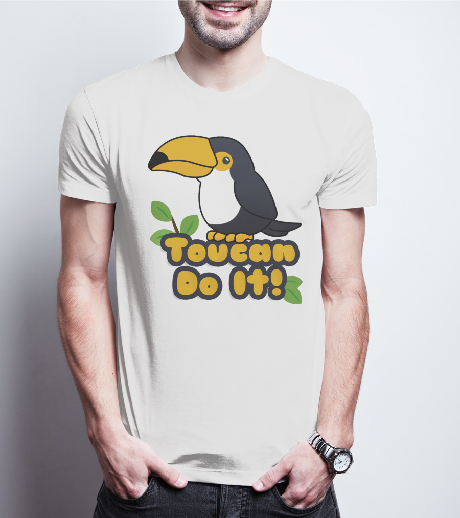 Toucan Do It Essential Positive Inspiration With Cartoon Bird And Leaves T-Shirt