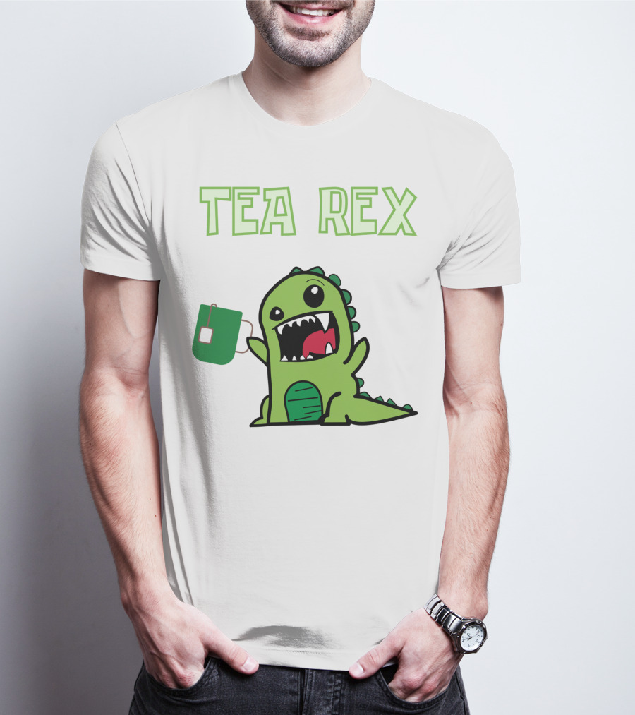 Tea Rex Dinosaur Holding Tea Bag T-Shirt