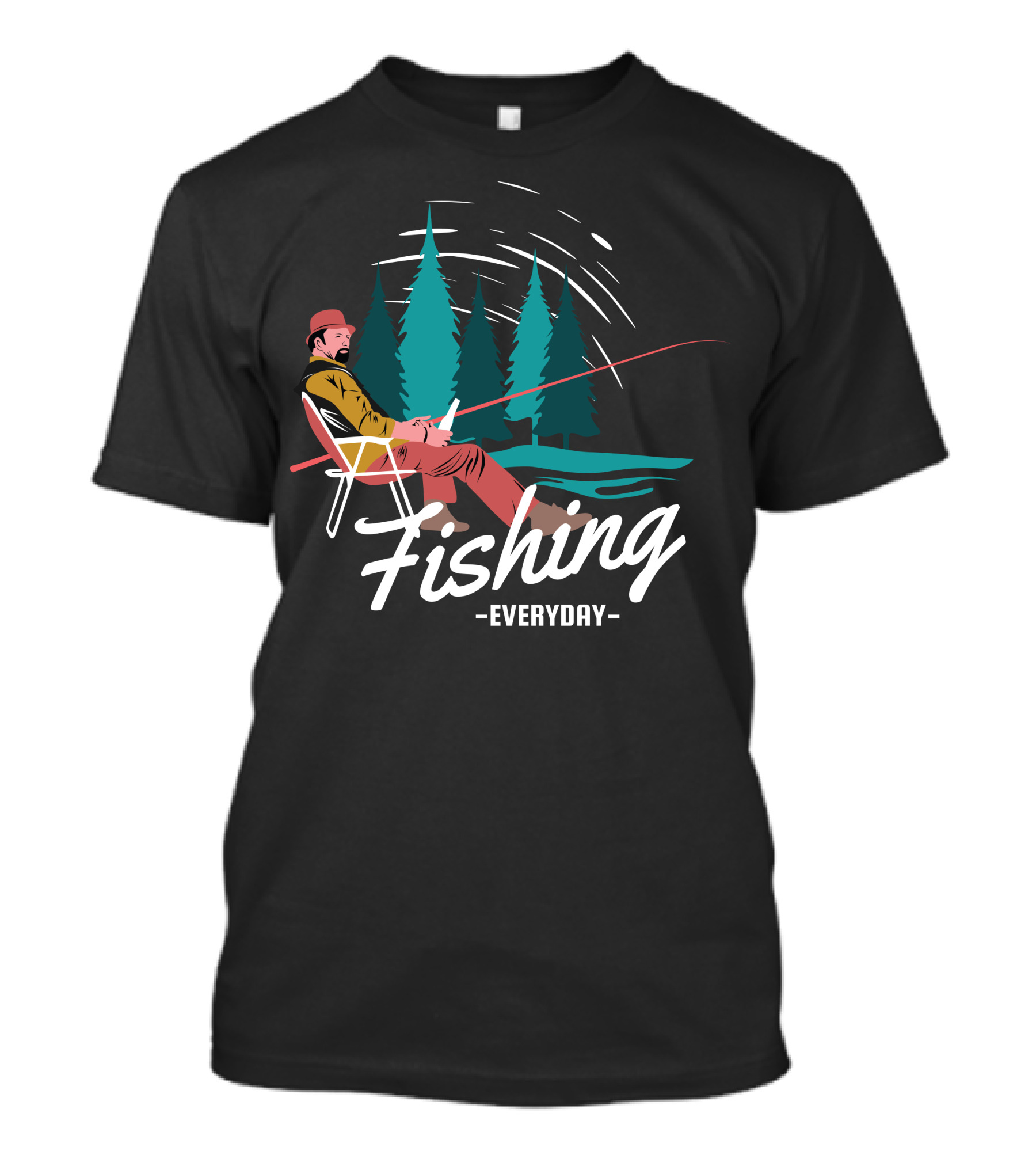 Fishing Everyday Relaxing Outdoors With Pine Trees T-Shirt