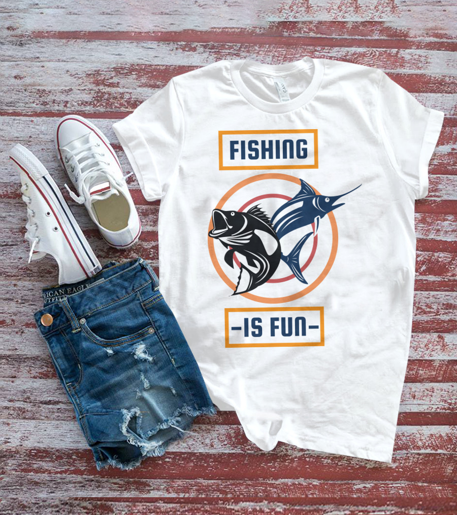 Fishing Is Fun Marlin And Bass Circular Target T-Shirt