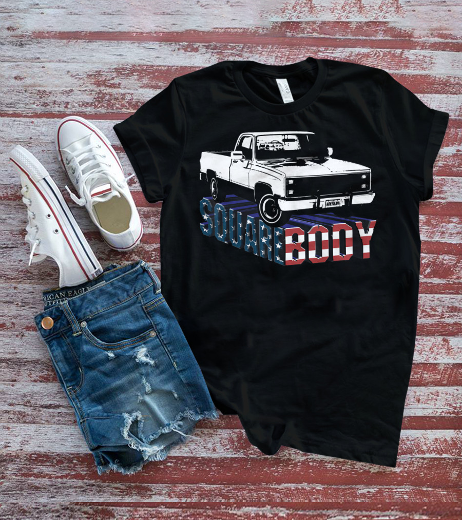 American Flag Squarebody Truck Patriotic American Square Body T-Shirt