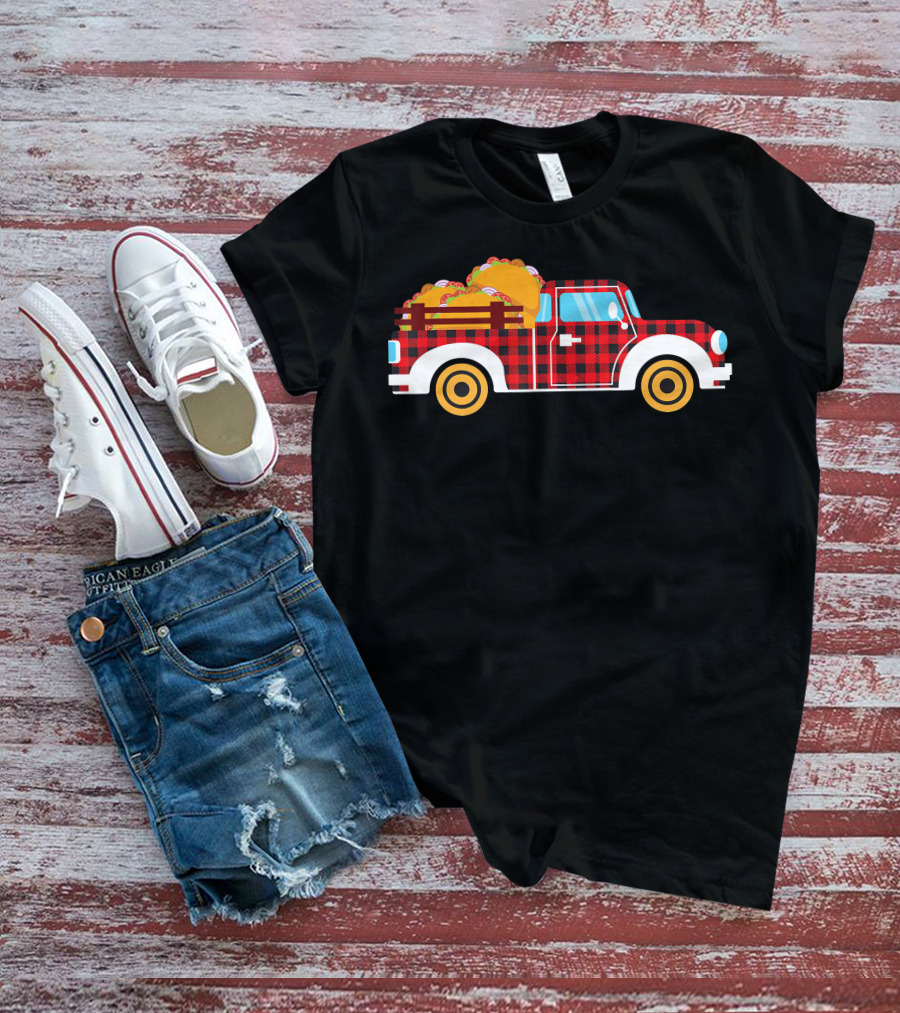 Buffalo Plaid Truck With Tacos Cinco De Mayo Boy Taco T-Shirt