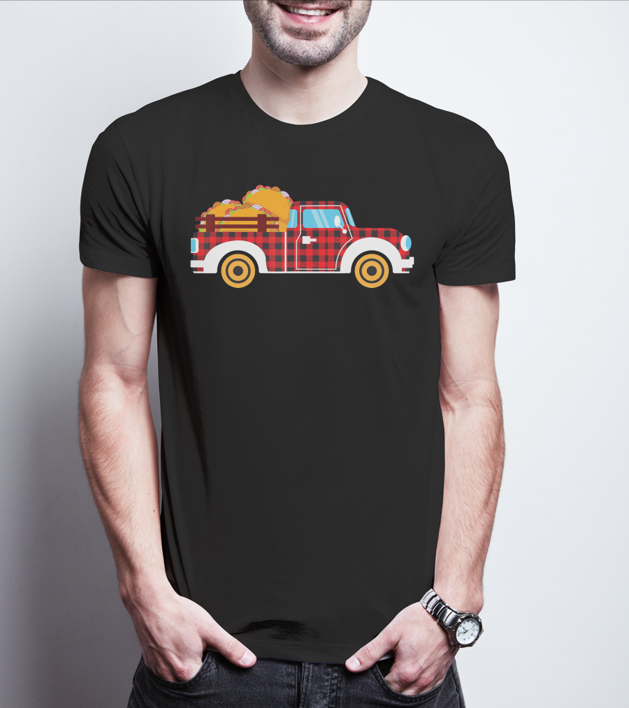 Buffalo Plaid Truck With Tacos Cinco De Mayo Boy Taco T-Shirt