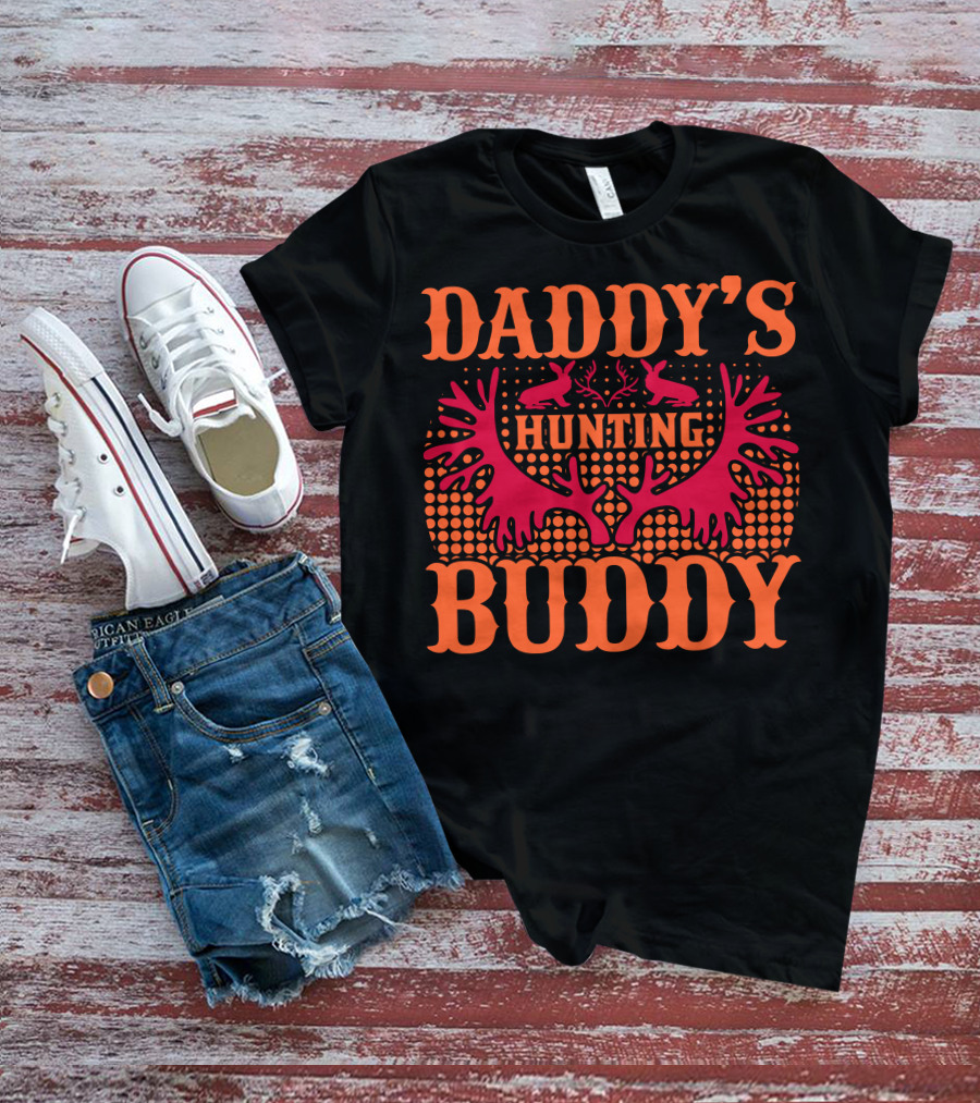 Daddy's Hunting Buddy Antler Design With Rabbits T-Shirt