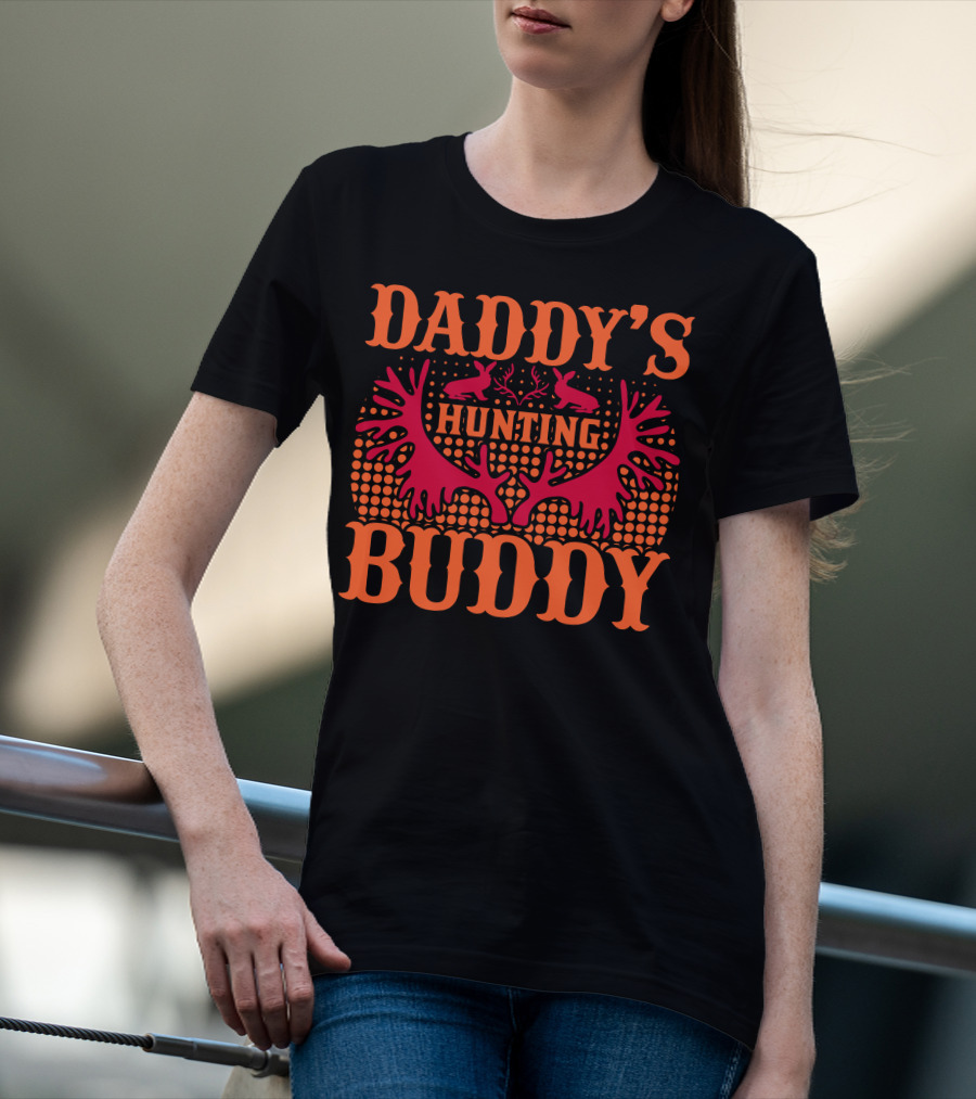 Daddy's Hunting Buddy Antler Design With Rabbits T-Shirt
