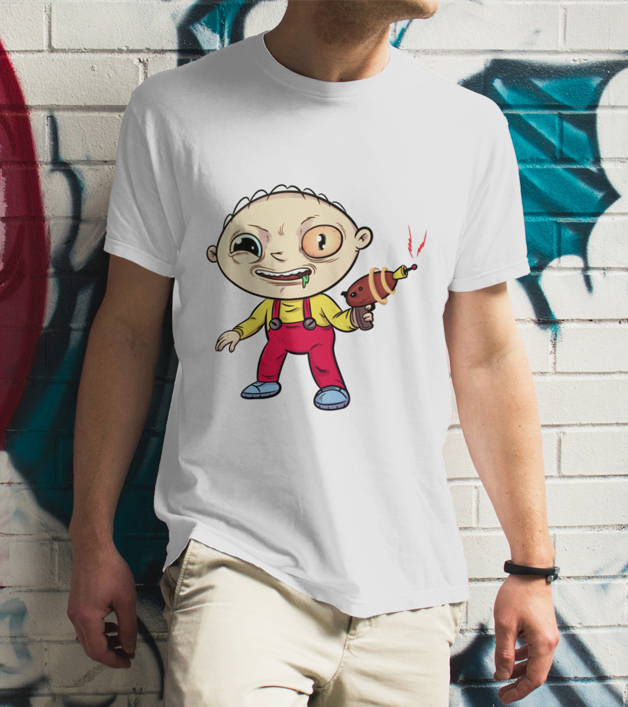 Psychedelic Stewie Griffin With Ray Gun T-Shirt