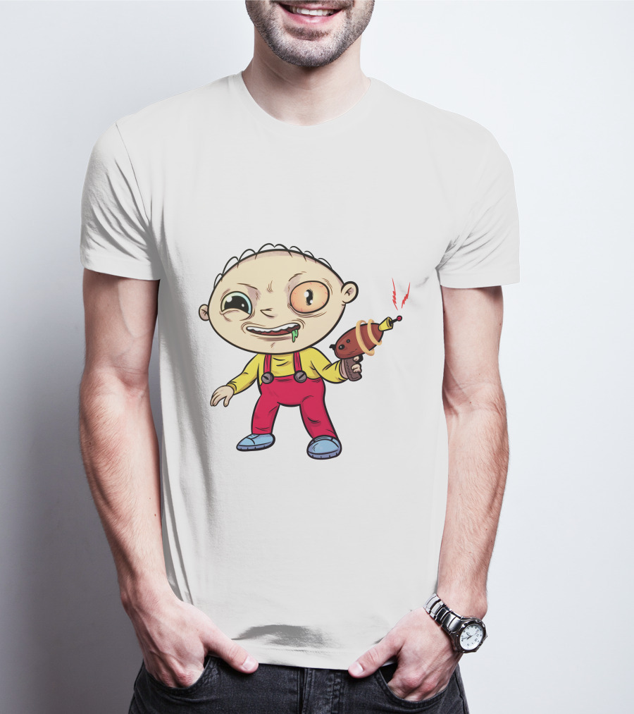 Psychedelic Stewie Griffin With Ray Gun T-Shirt