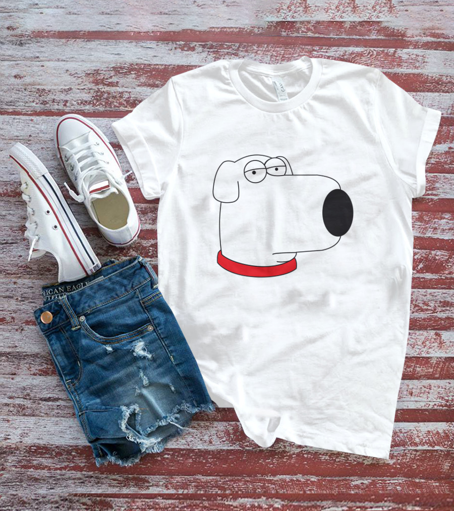 Brian Griffin Family Guy Character Face Red Collar T-Shirt