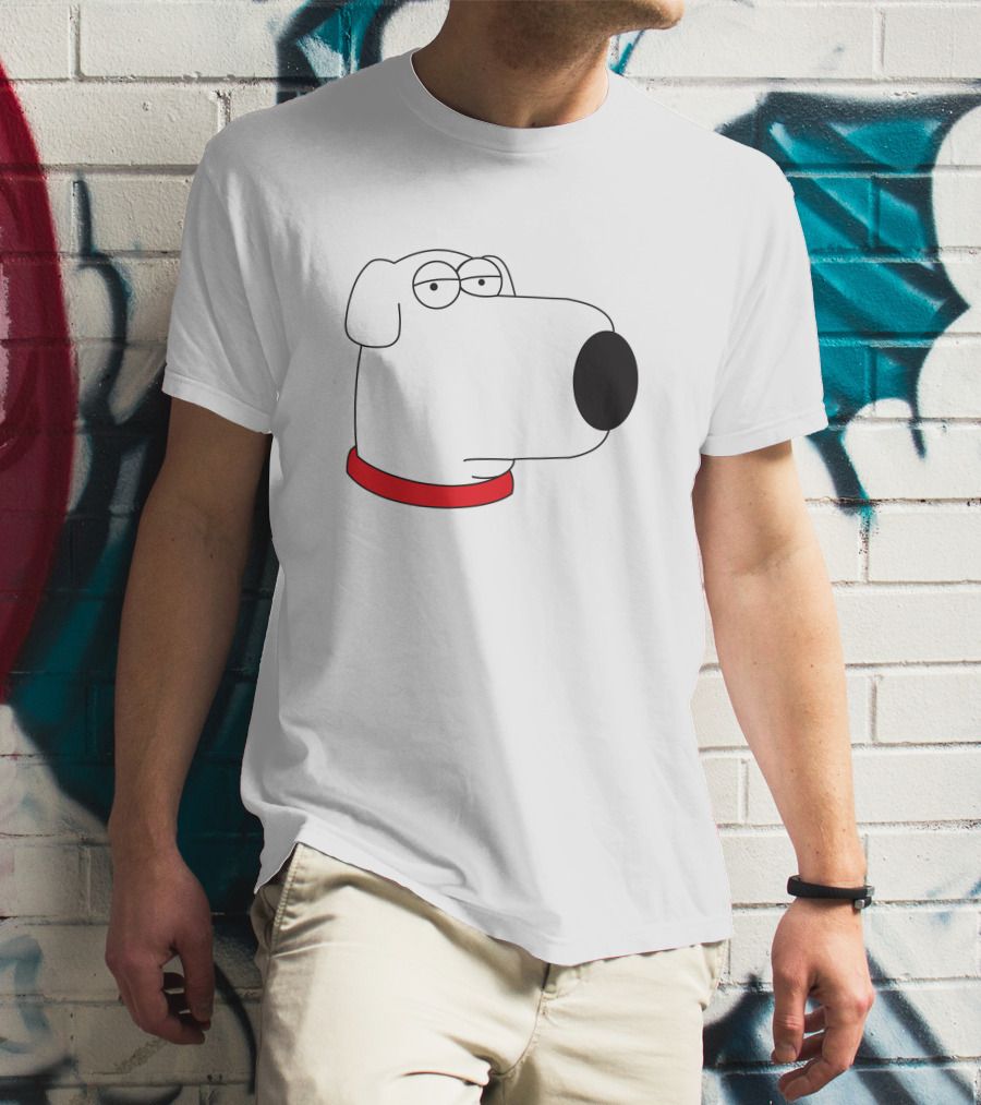 Brian Griffin Family Guy Character Face Red Collar T-Shirt