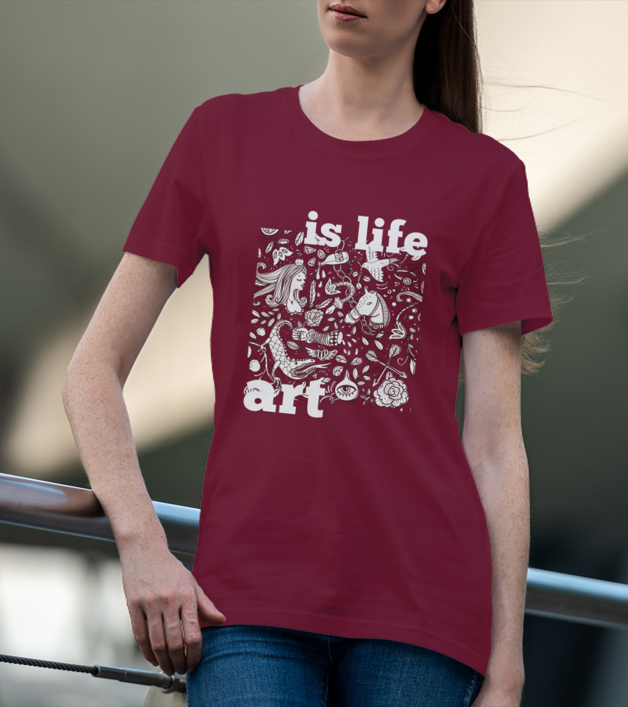 Art Is Life - Whimsical Fantasy Floral T-Shirt