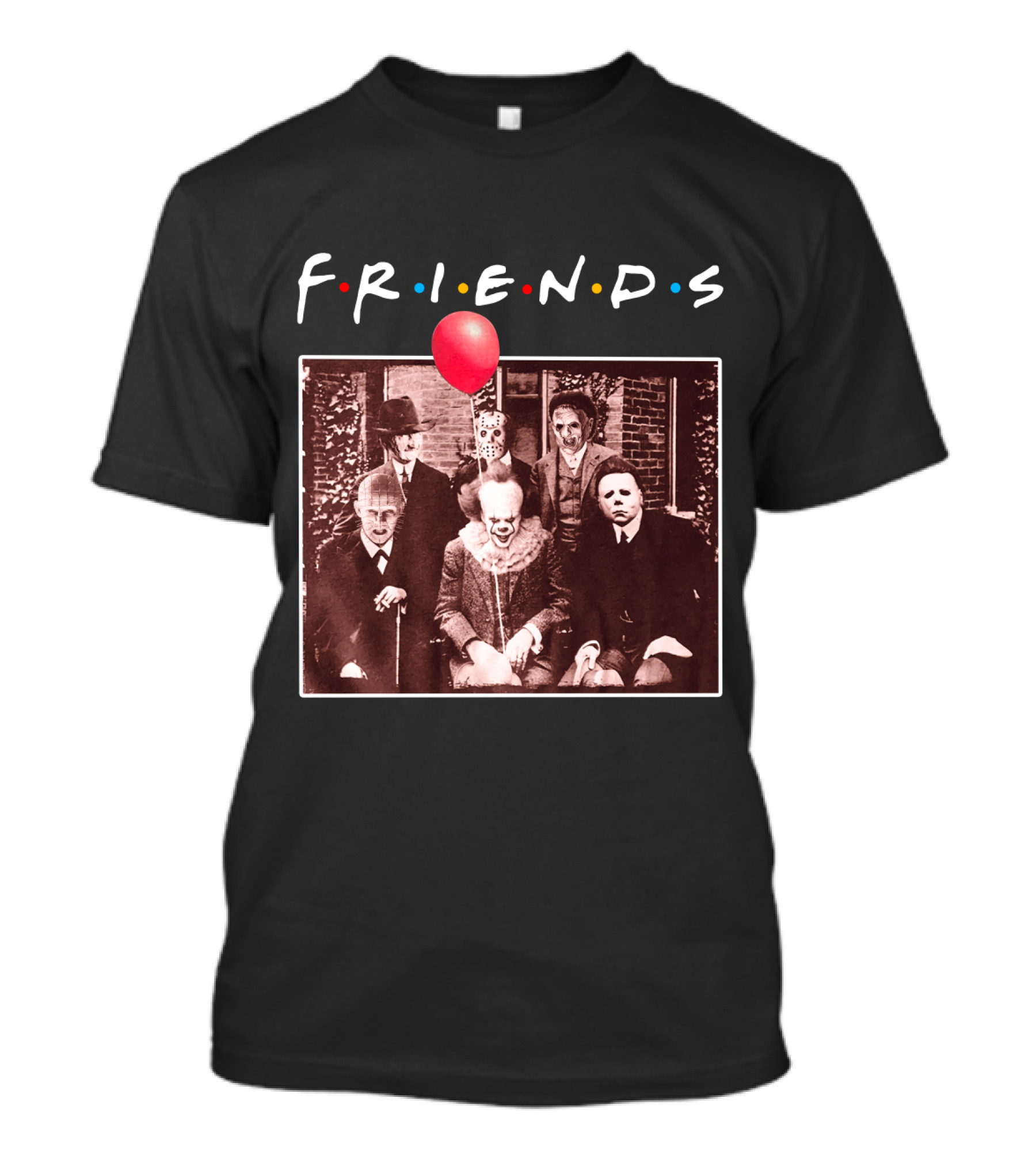 FRIENDS Horror Characters With Red Balloon Image T-Shirt
