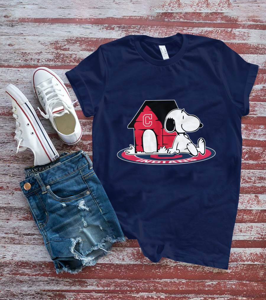 Snoopy Cleveland Indians Baseball Fan Now And Forever T-Shirt