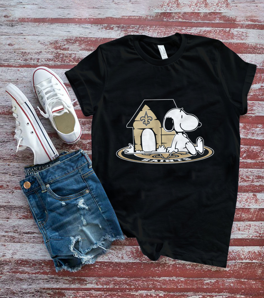 New Orleans Saints Football Fan Now And Forever Peanuts Snoopy Fleur-De-Lis Doghouse T-Shirt