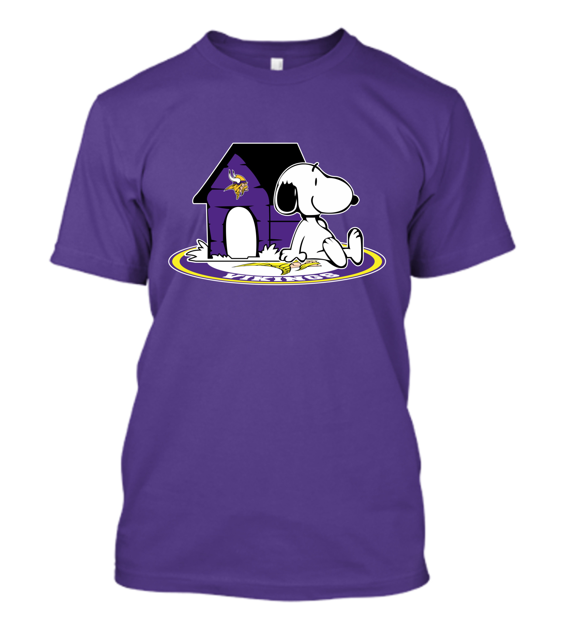 Minnesota Vikings Snoopy Sitting By Doghouse Vikings Fan T-Shirt