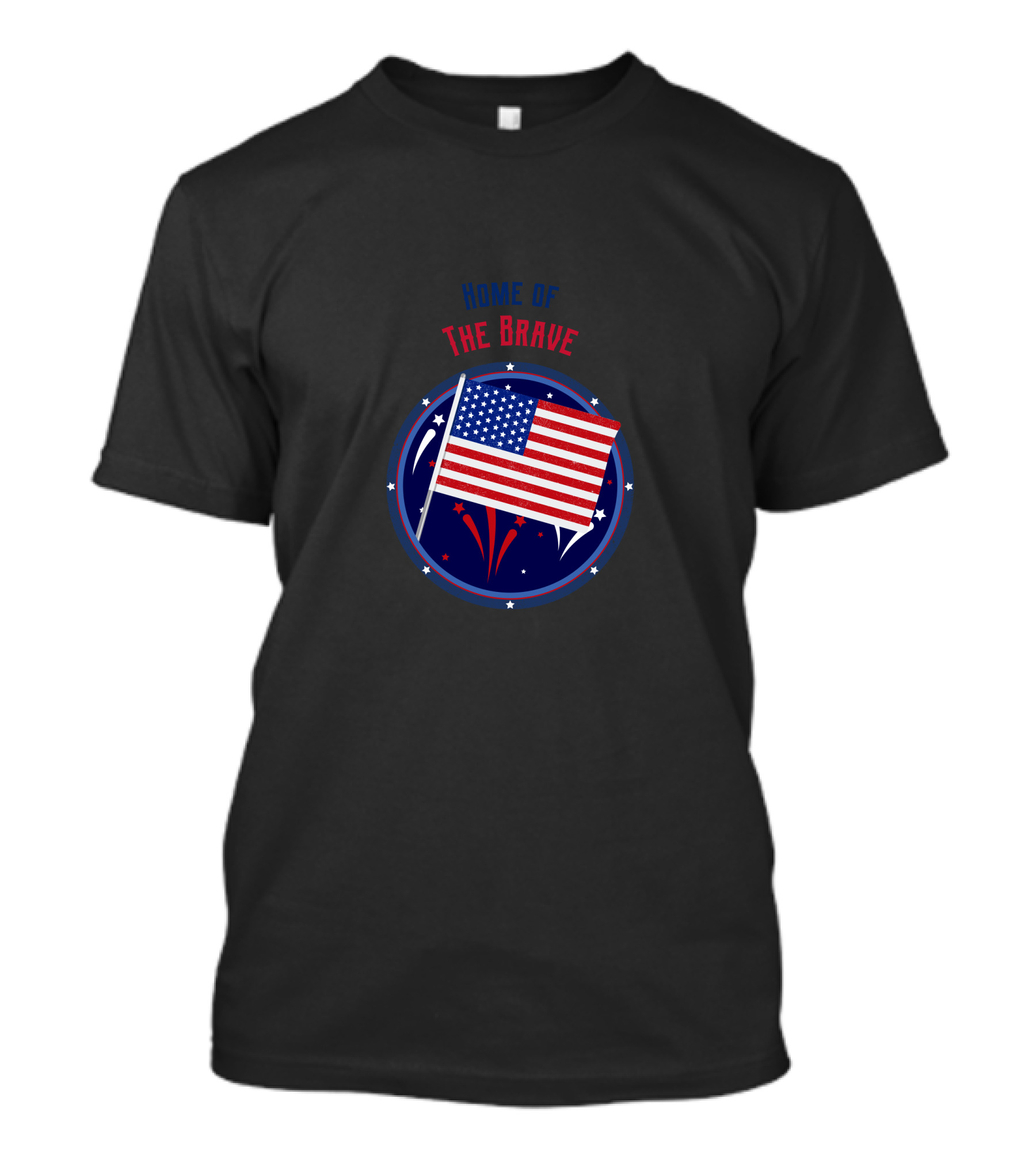 Home Of The Brave US Flag With Stars And Fireworks T-Shirt