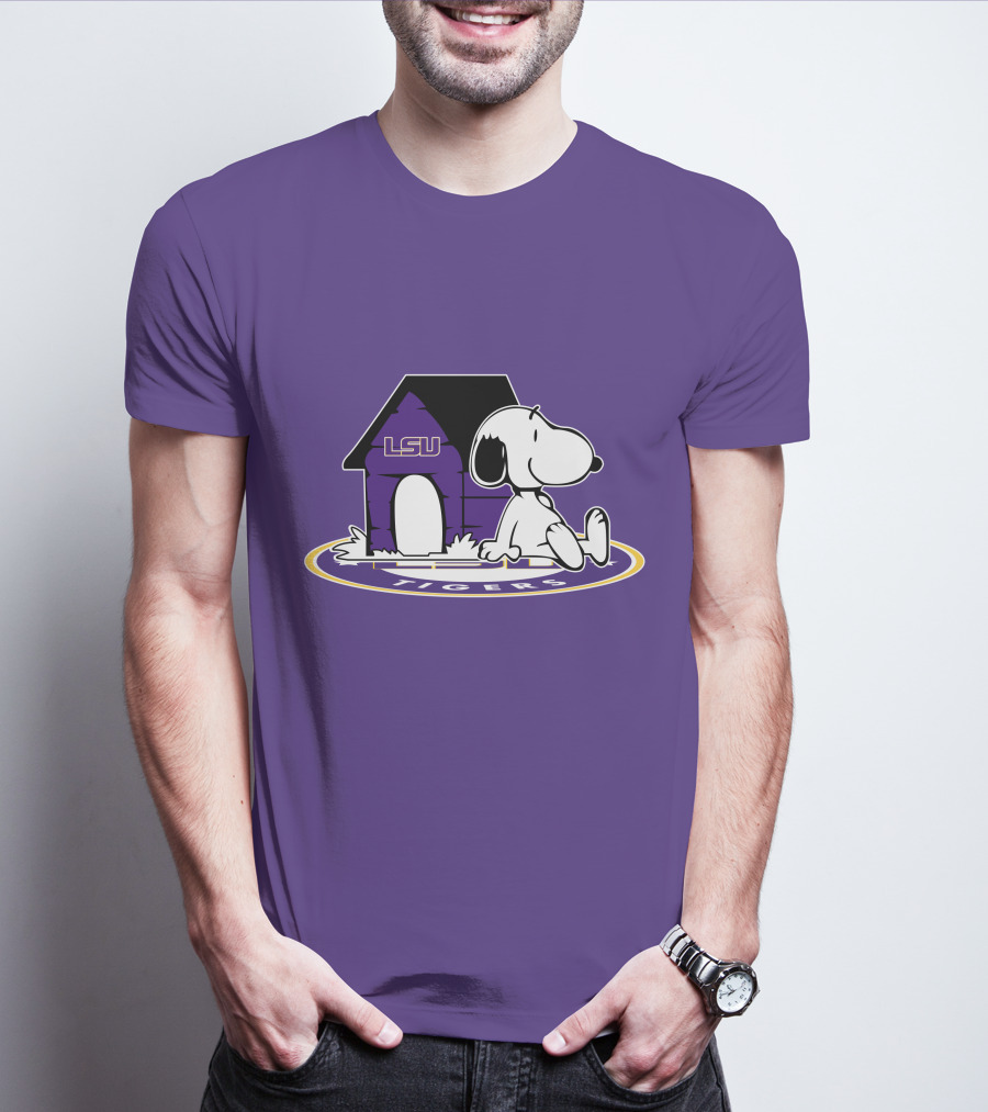 LSU Tigers Football Fan Now And Forever Snoopy Doghouse T-Shirt