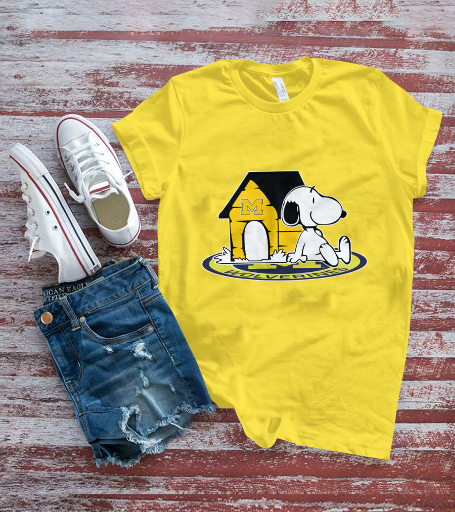Michigan Wolverines Snoopy Doghouse Fan Now And Forever T-Shirt