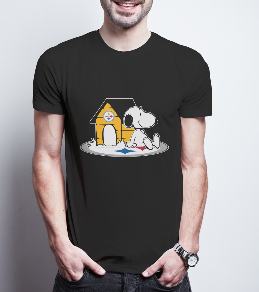 Snoopy With Pittsburgh Steelers Doghouse Football Fan Forever T-Shirt