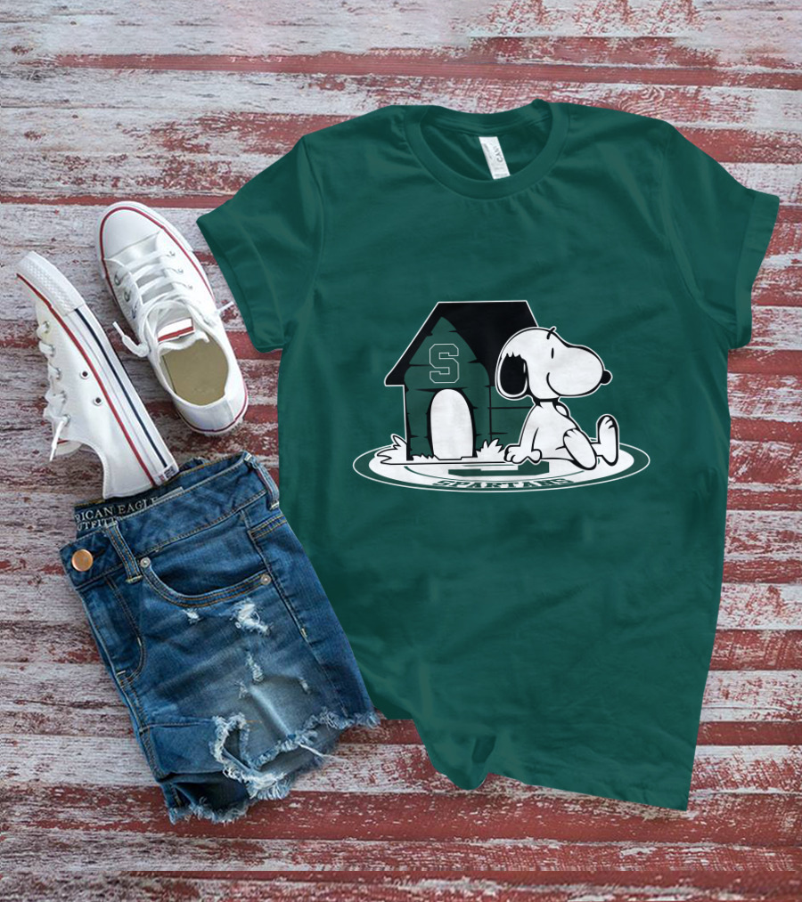 Michigan State Spartans Fan Now And Forever Snoopy Peanuts Doghouse T-Shirt