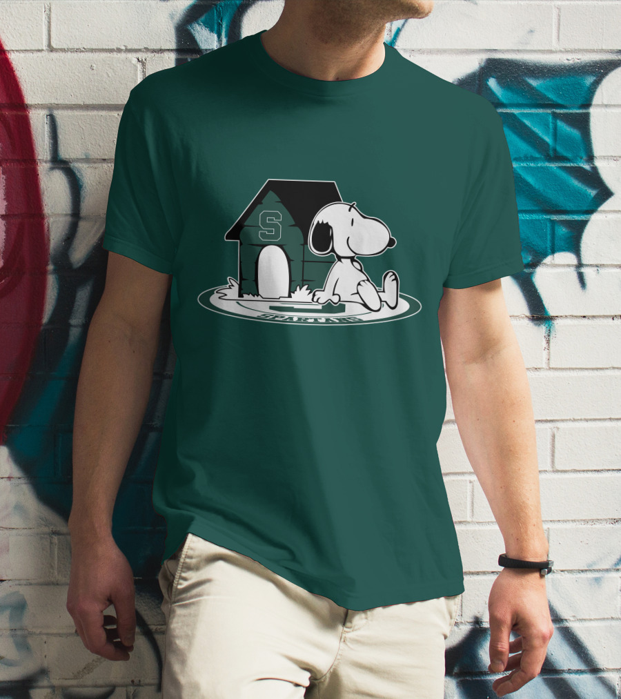 Michigan State Spartans Fan Now And Forever Snoopy Peanuts Doghouse T-Shirt
