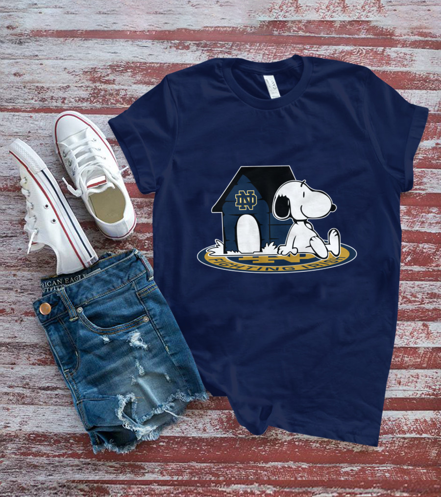 Notre Dame Fighting Irish Snoopy Football Fan Now And Forever T-Shirt